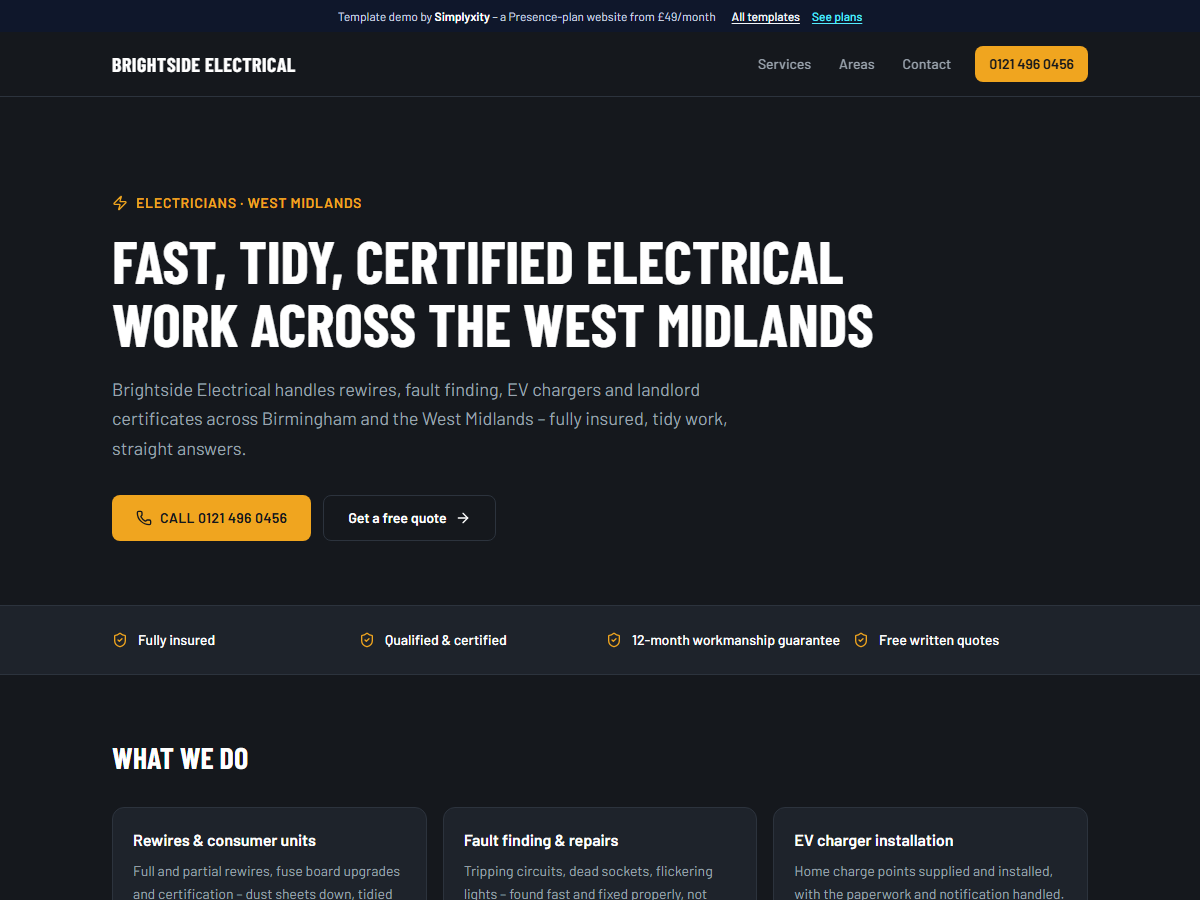 Forge template preview – Brightside Electrical